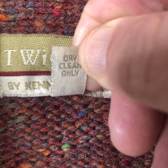 Vintage Twickers Cardigan Sweater Men L Brown Shawl Collar Aztec Wool Concho - Picture 6 of 16